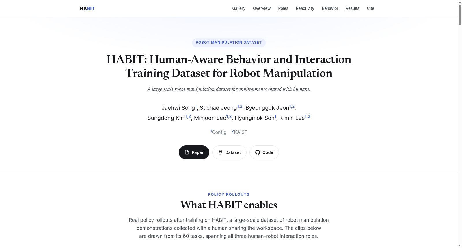 HABIT (Human-Aware Behavior and Interaction Training dataset) 数据集图片
