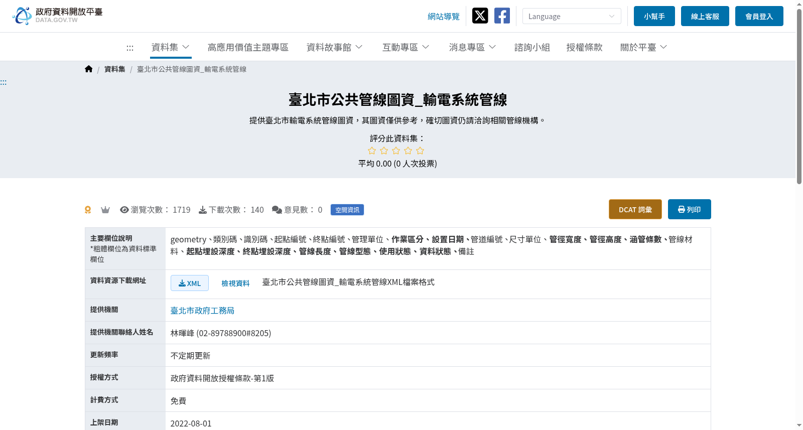 臺北市公共管線圖資_輸電系統管線 数据集图片