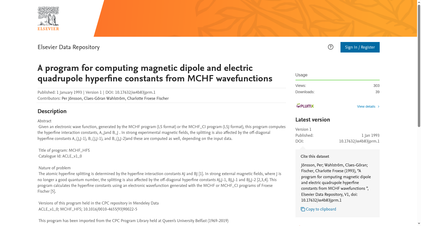A program for computing magnetic dipole and electric quadrupole hyperfine constants from MCHF wavefunctions 数据集图片