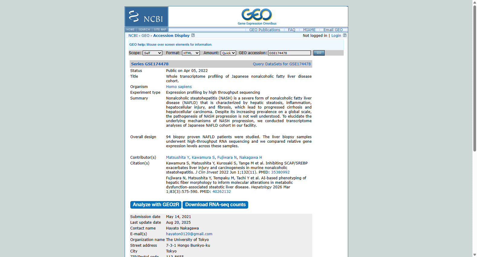 GSE174478 Japanese NAFLD transcriptome