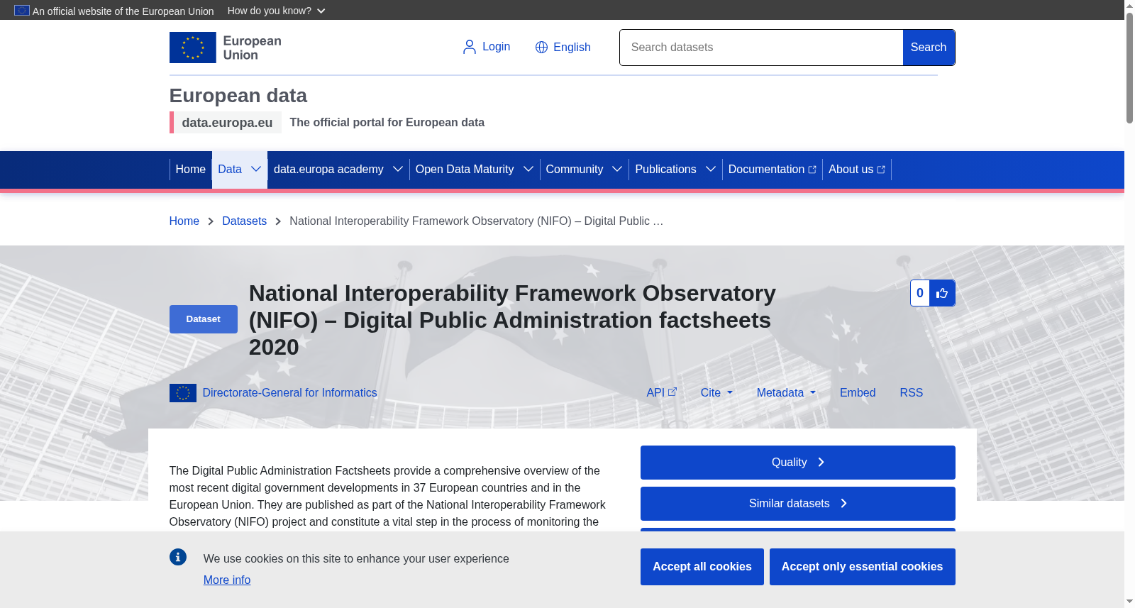 National Interoperability Framework Observatory (NIFO) – Digital Public Administration factsheets 2020 数据集图片