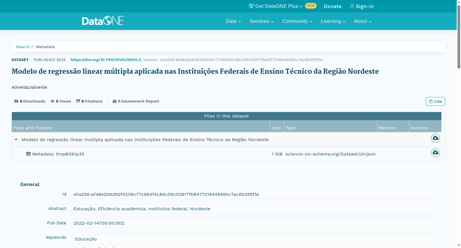 Modelo de regressão linear múltipla aplicada nas Instituições Federais de Ensino Técnico da Região Nordeste 数据集图片