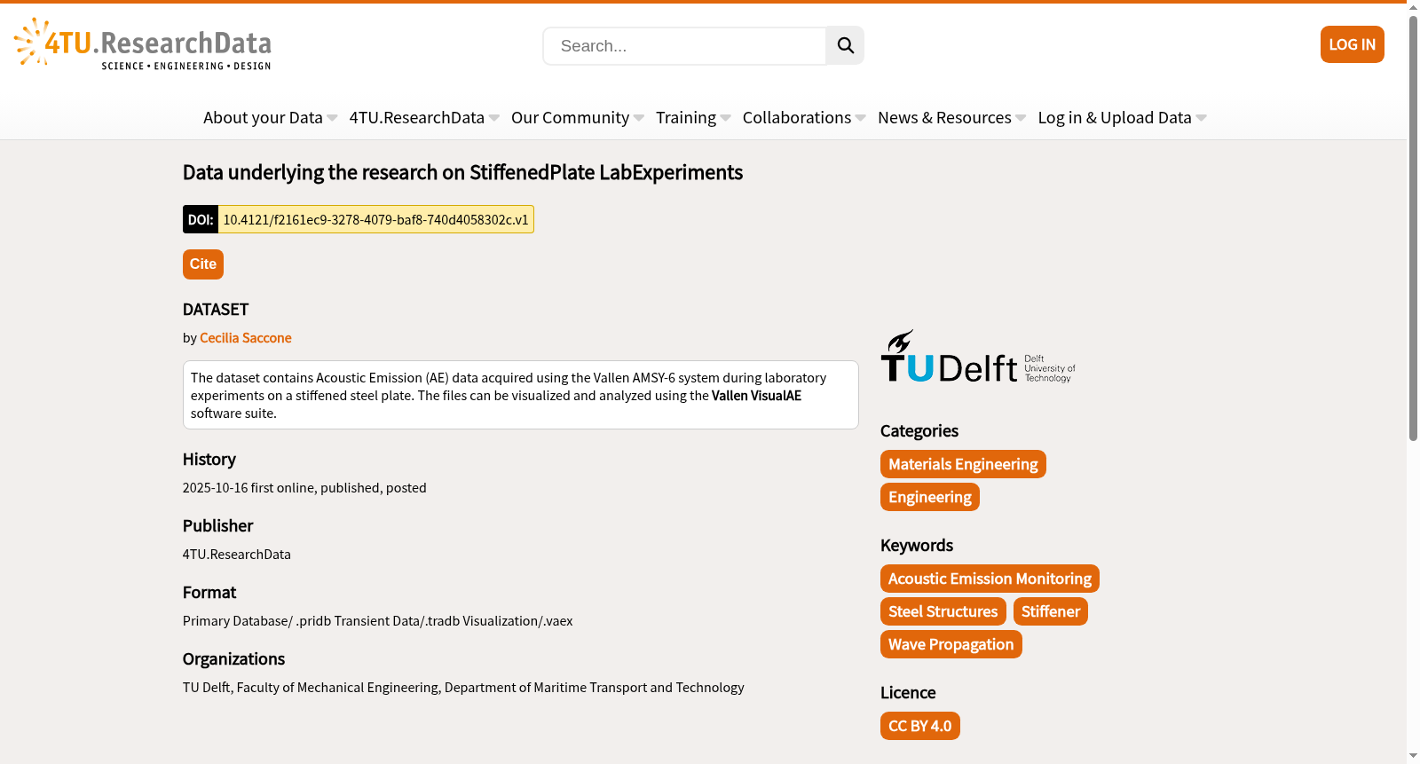 Data underlying the research on StiffenedPlate LabExperiments 数据集图片