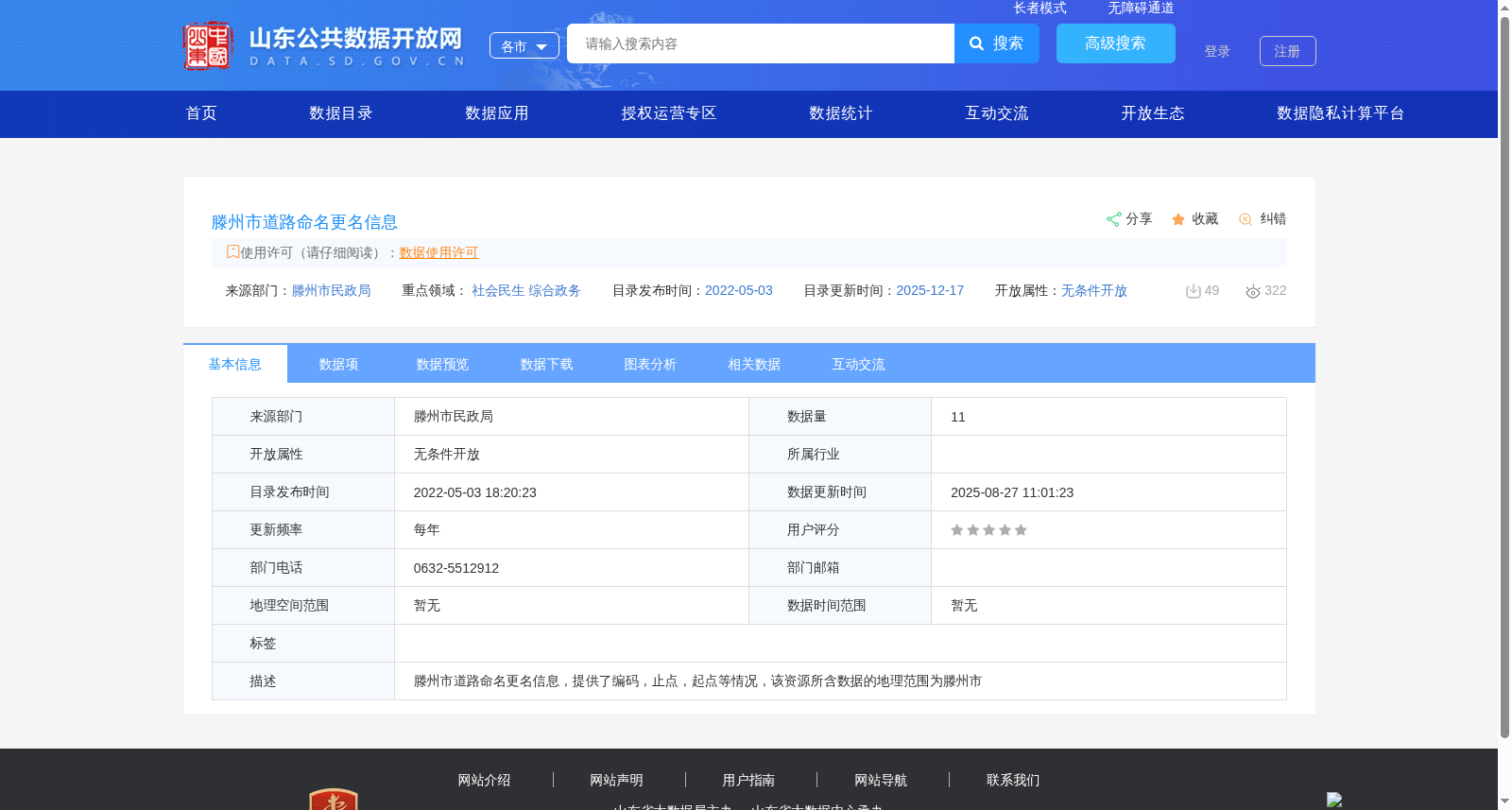滕州市道路命名更名信息 数据集图片