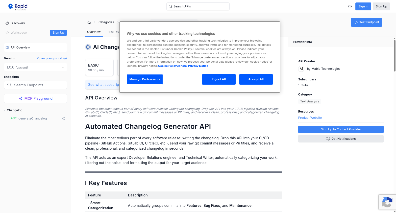 AI Changelog Generator API 数据集图片