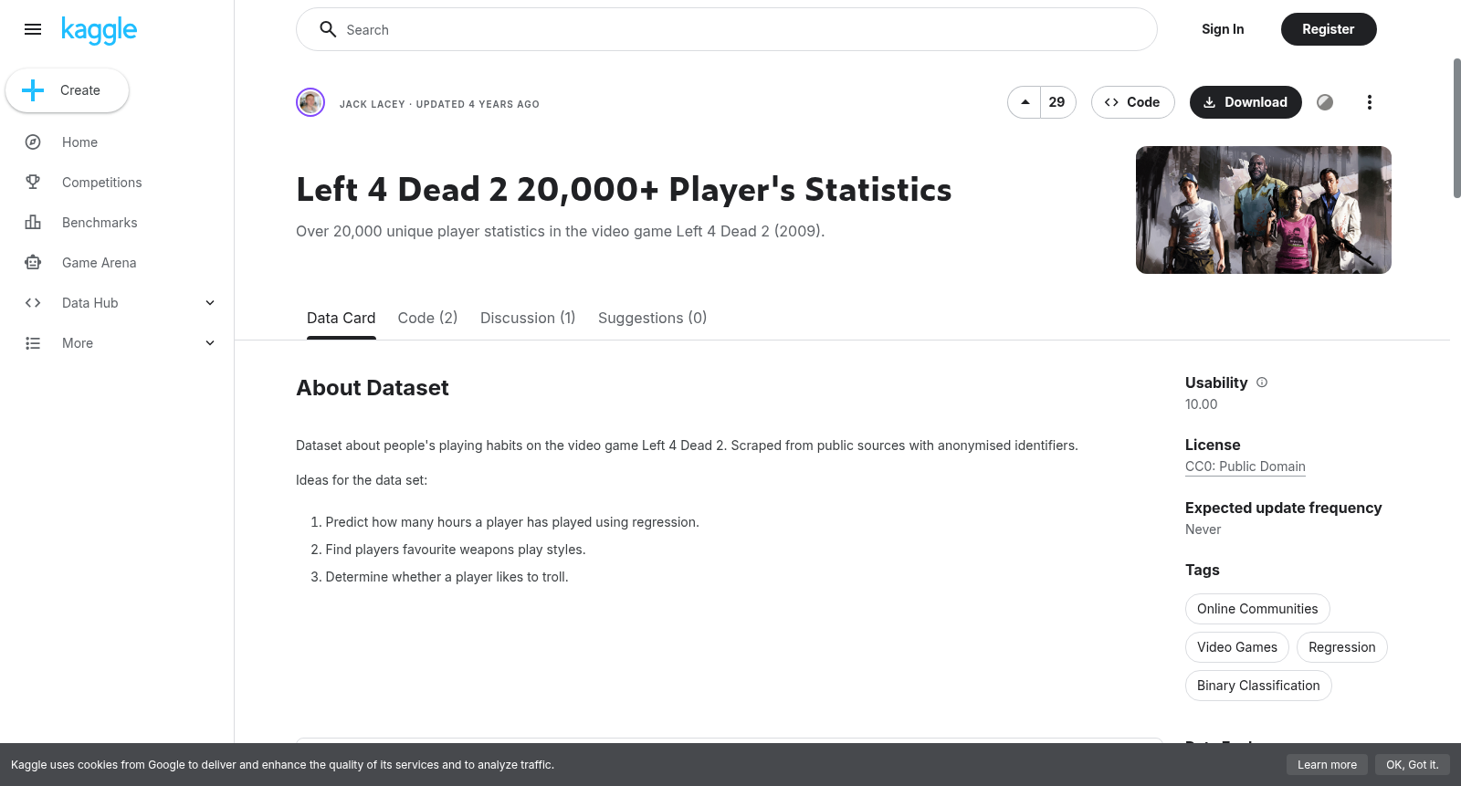 Left 4 Dead 2 20,000+ Player's Statistics 数据集图片
