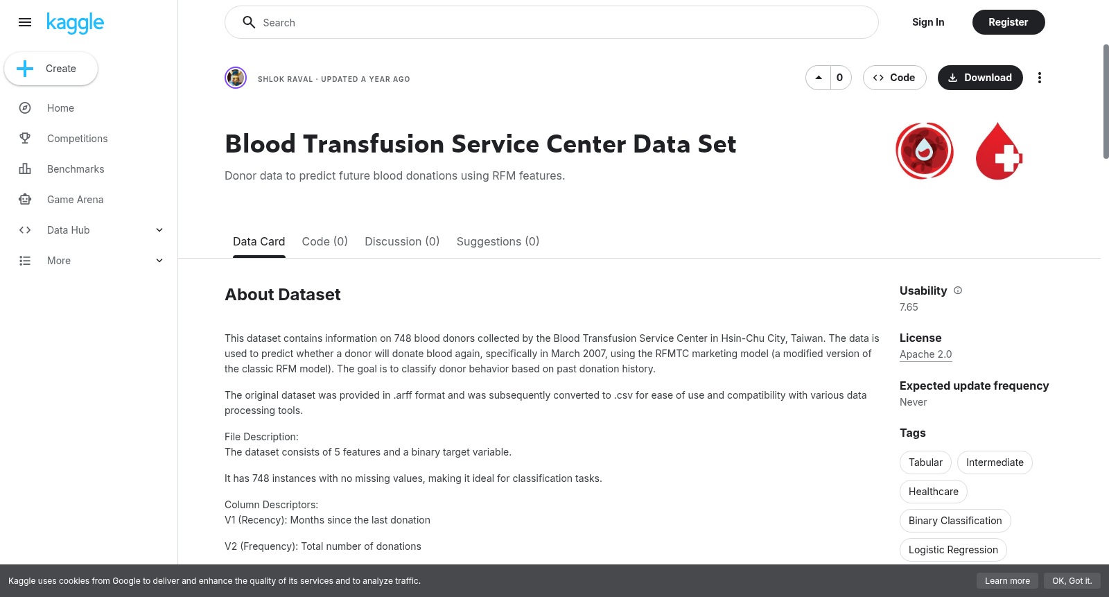 Blood Transfusion Service Center Data Set 数据集图片