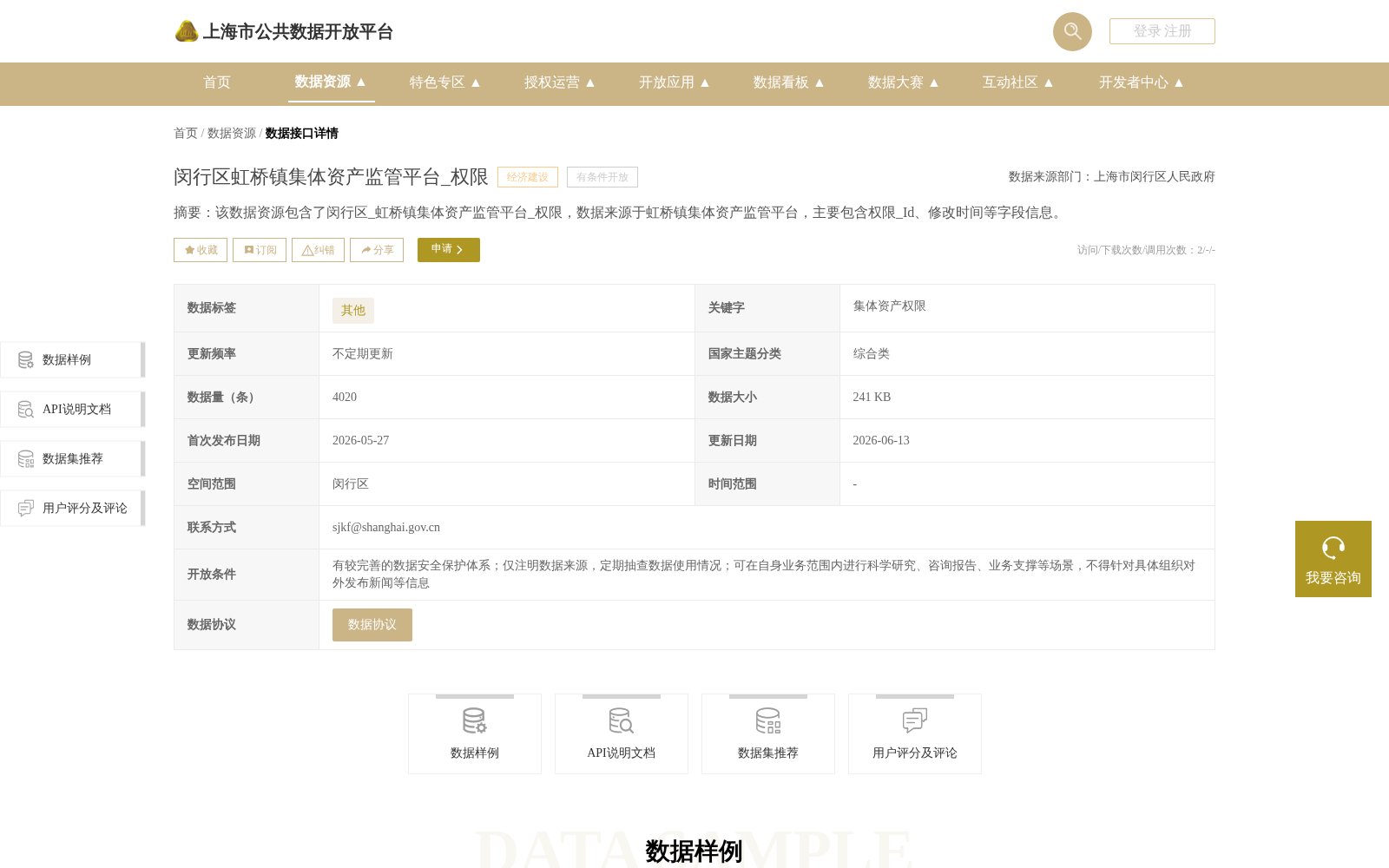 闵行区虹桥镇集体资产监管平台_权限 数据集图片