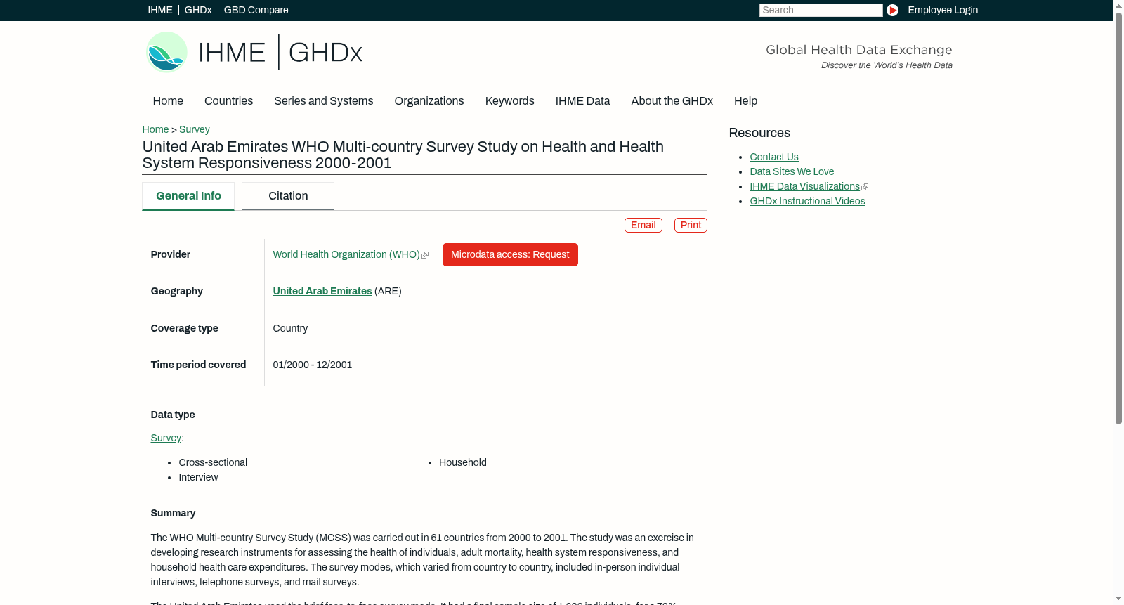 United Arab Emirates WHO Multi-country Survey Study on Health and Health System Responsiveness 2000-2001 数据集图片