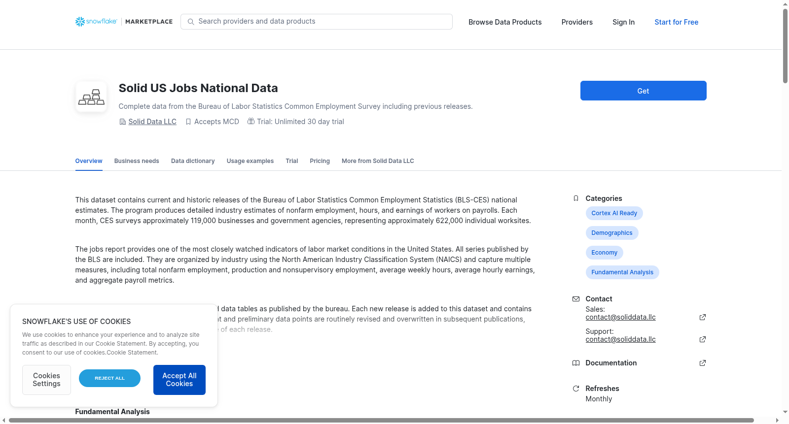 Solid US Jobs National Data 数据集图片
