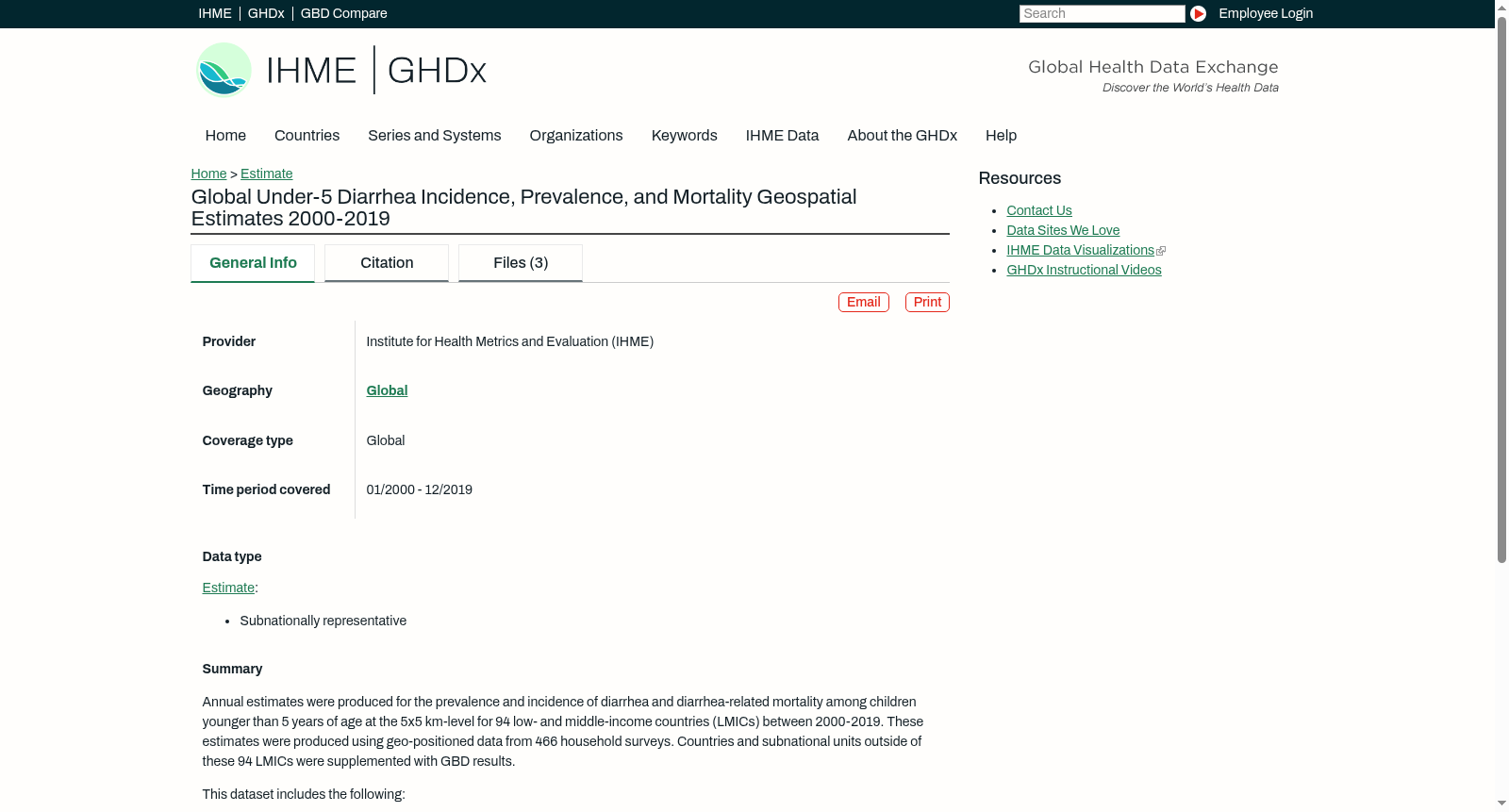 Global Under-5 Diarrhea Incidence, Prevalence, and Mortality Geospatial Estimates 2000-2019 数据集图片