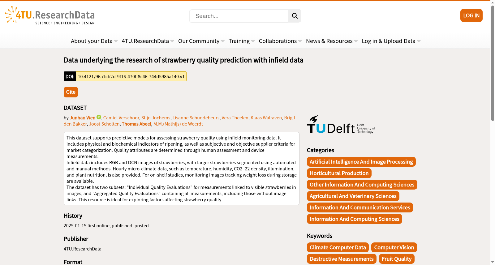 Data underlying the research of strawberry quality prediction with infield data 数据集图片