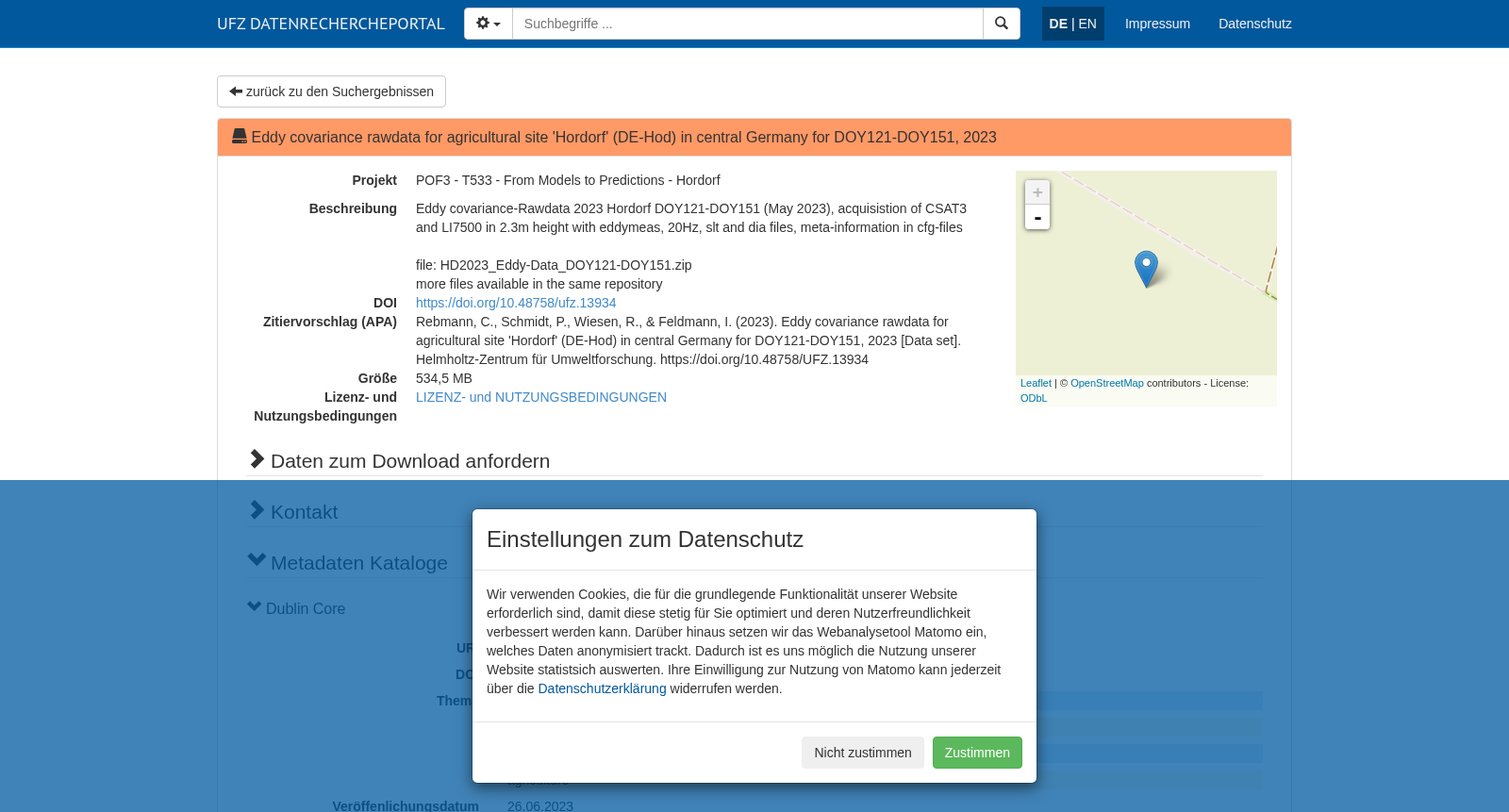 Eddy covariance rawdata for agricultural site 'Hordorf' (DE-Hod) in central Germany for DOY121-DOY151, 2023 数据集图片