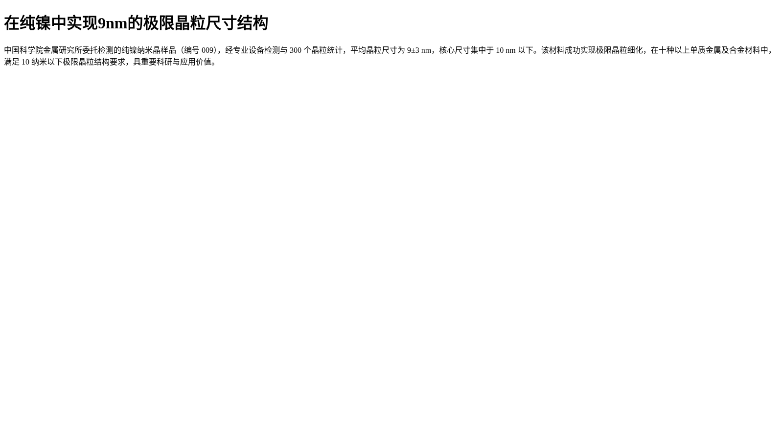 在纯镍中实现9nm的极限晶粒尺寸结构 数据集图片