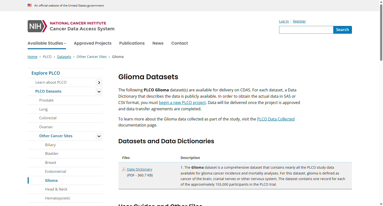 PLCO Glioma Dataset