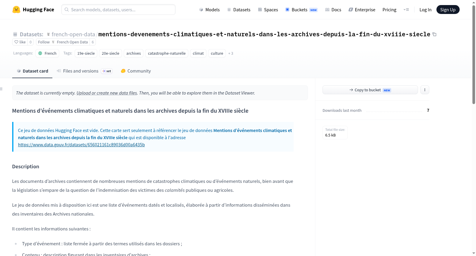 Data-Gouv-FR/mentions-devenements-climatiques-et-naturels-dans-les-archives-depuis-la-fin-du-xviiie-siecle 数据集图片