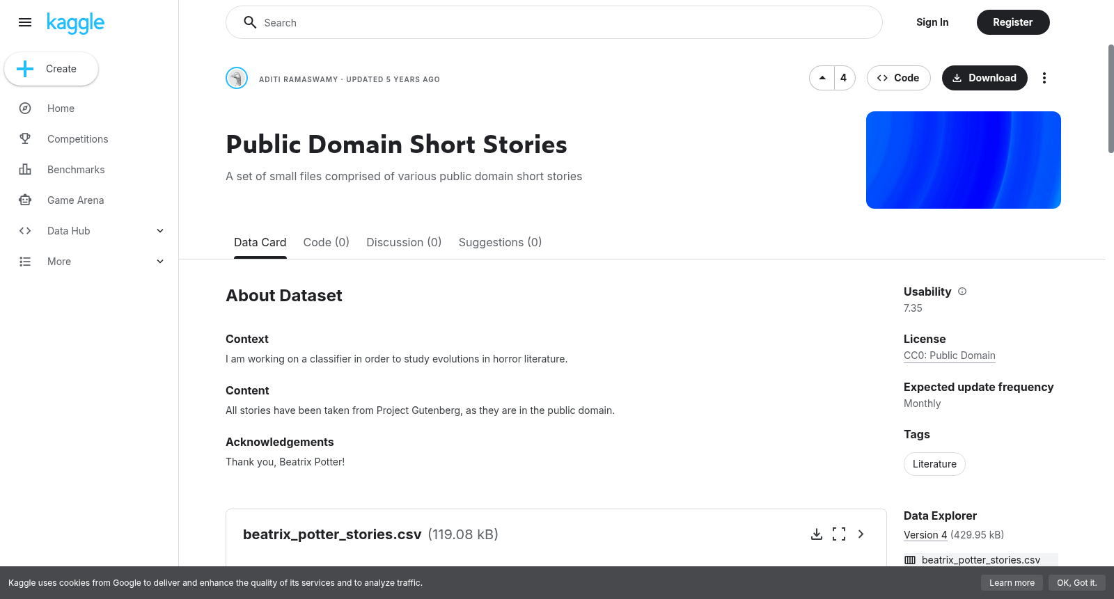 Public Domain Short Stories 数据集图片