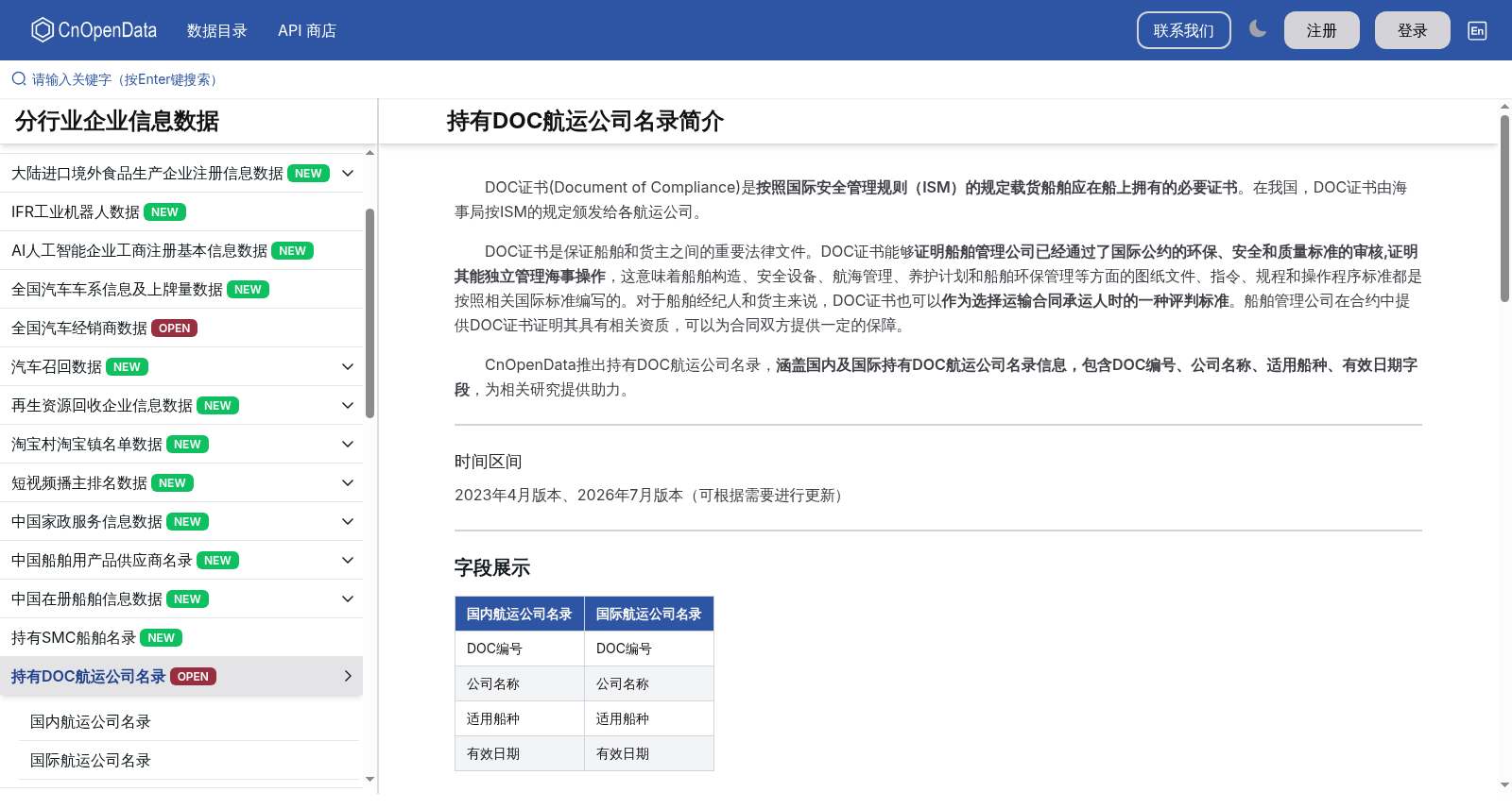 持有DOC航运公司名录 数据集图片