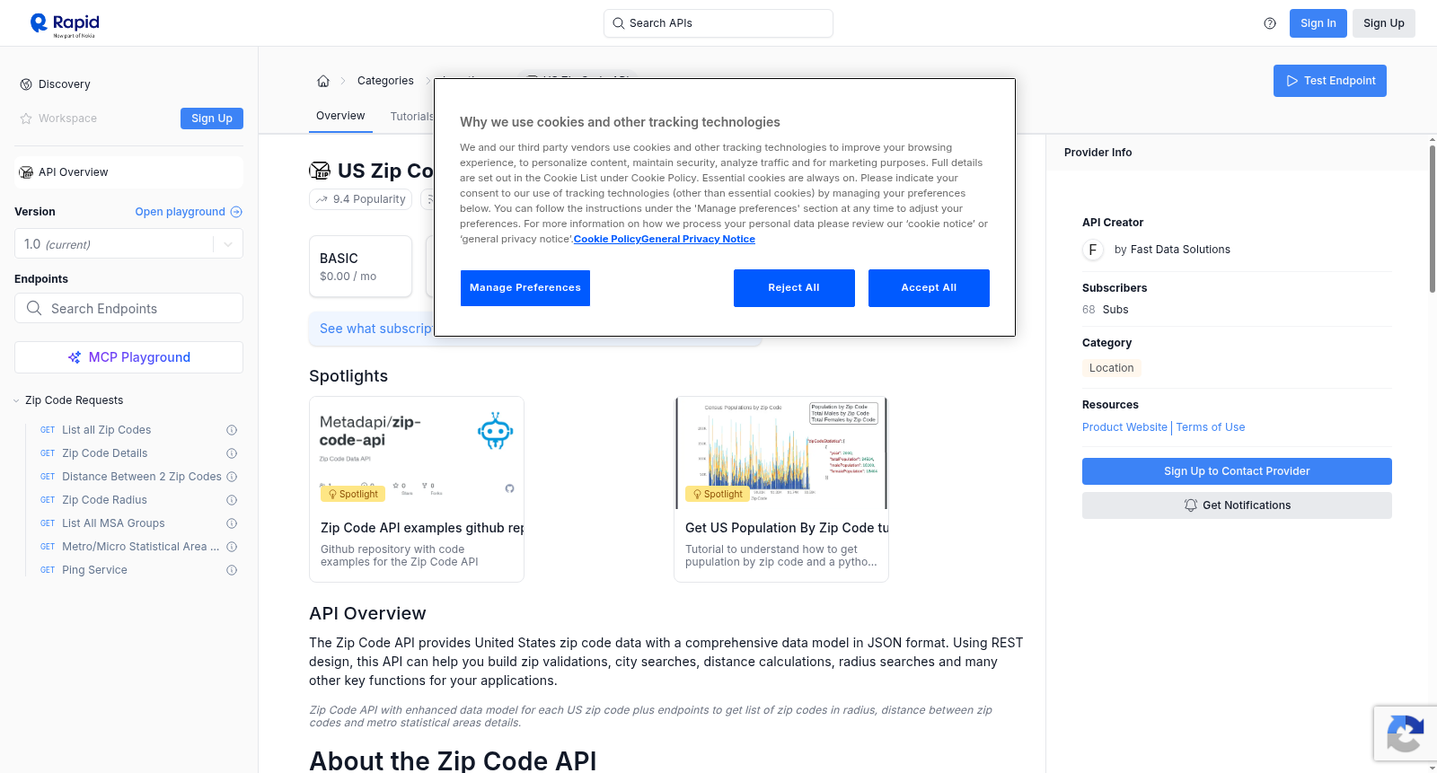 US Zip Code API 数据集图片