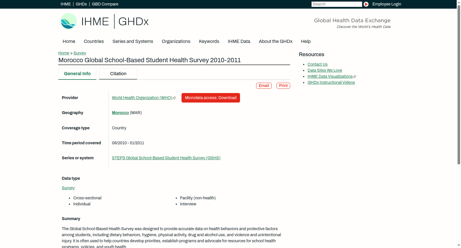 Morocco Global School-Based Student Health Survey 2010-2011 数据集图片