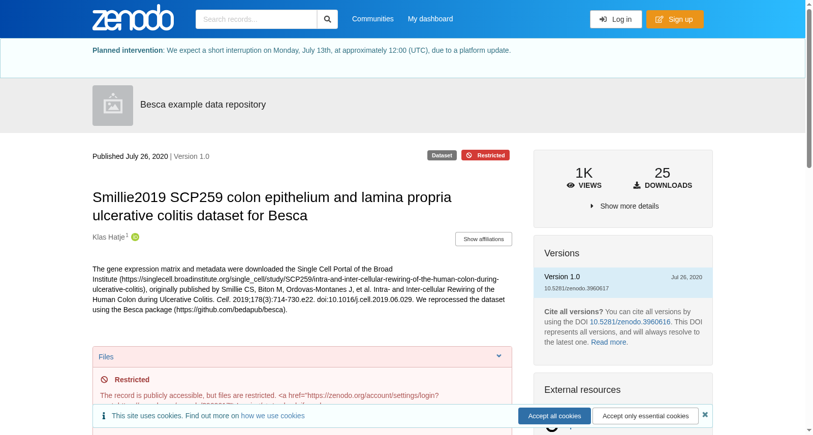 Smillie2019 SCP259 colon epithelium and lamina propria ulcerative colitis dataset for Besca 数据集图片