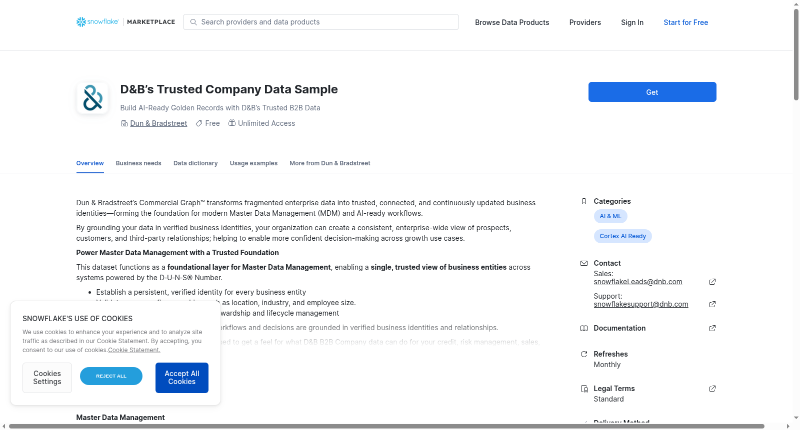 D&B’s Trusted Company Data Sample 数据集图片