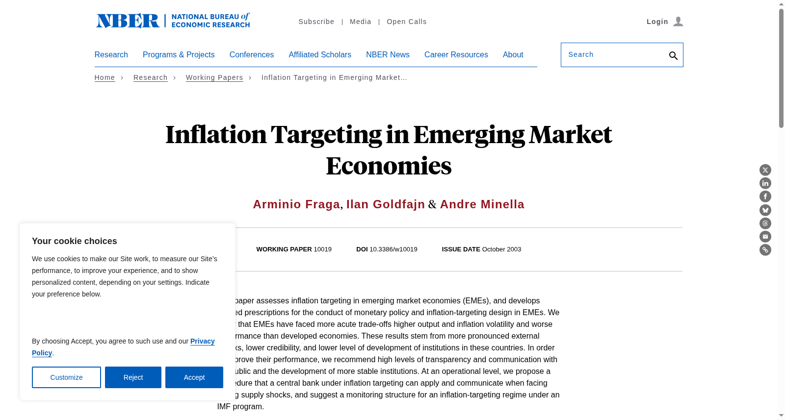 Inflation Targeting in Emerging Market Economies 数据集图片