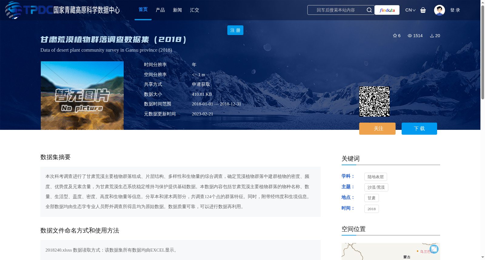甘肃荒漠植物群落调查数据集(2018) 数据集图片