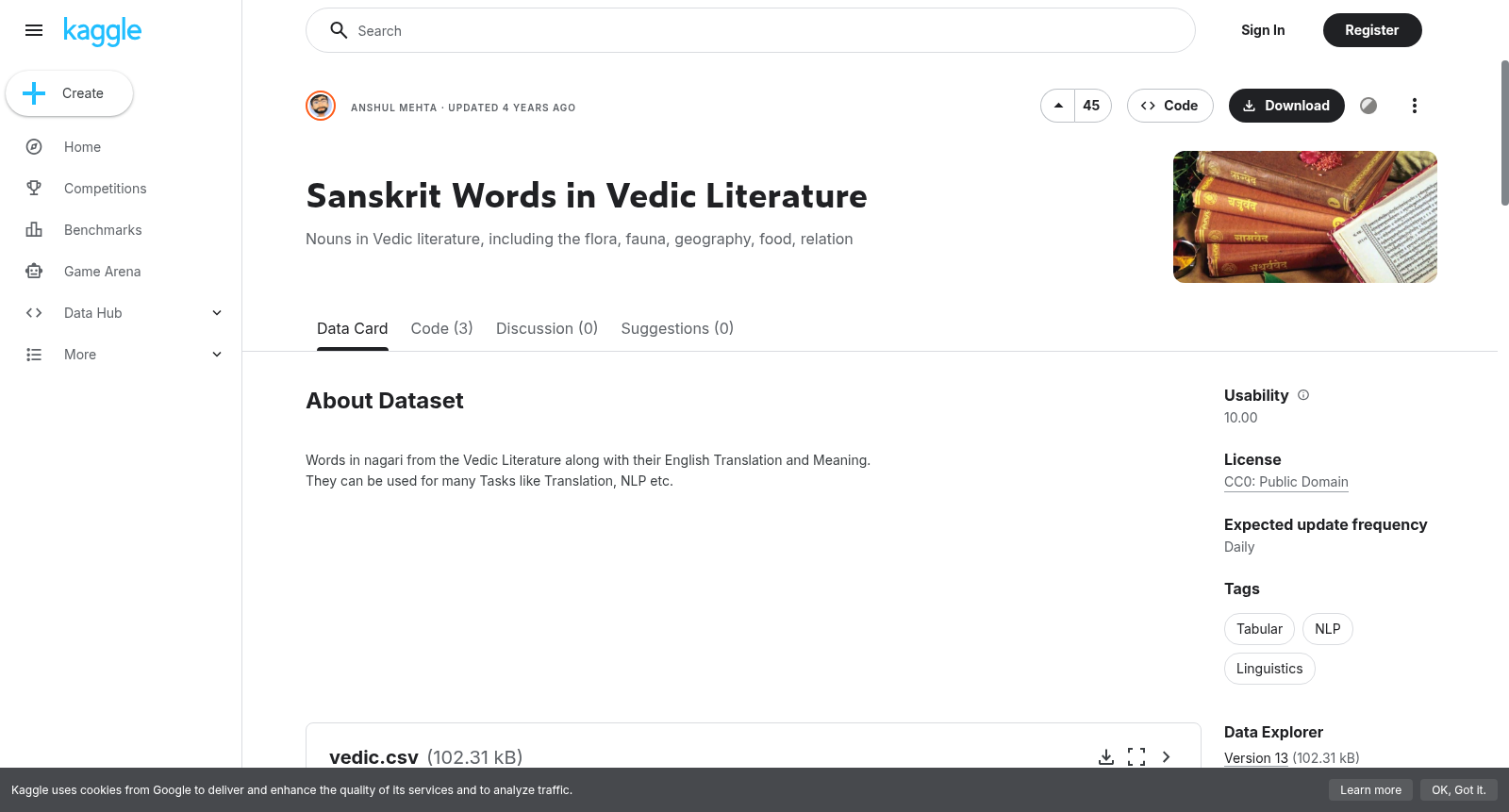 Sanskrit Words in Vedic Literature 数据集图片