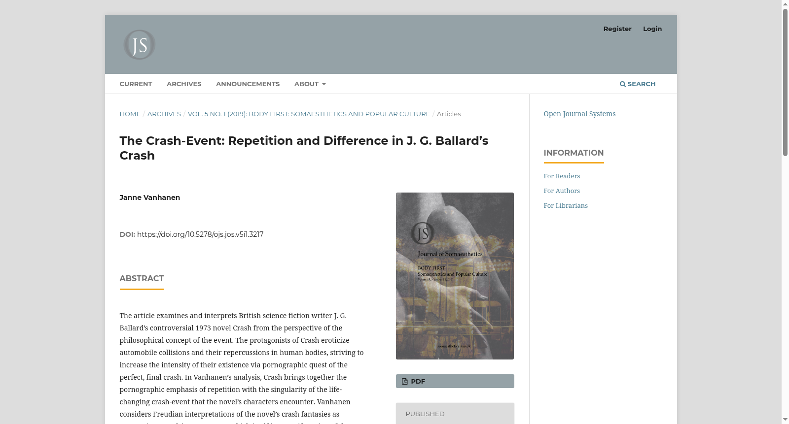 The Crash-Event: Repetition and Difference in J. G. Ballard’s Crash 数据集图片