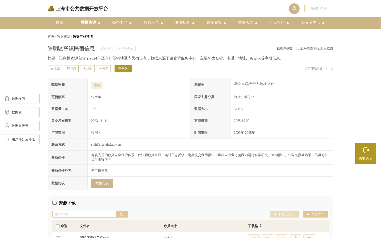崇明区堡镇民宿信息 数据集图片