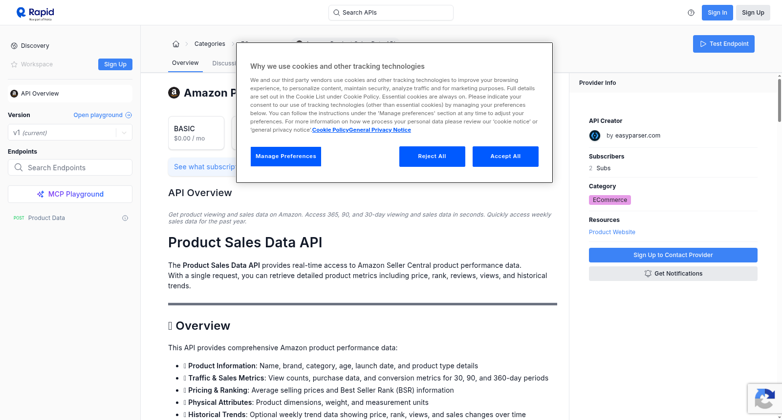 Amazon Product Sales Data API 数据集图片