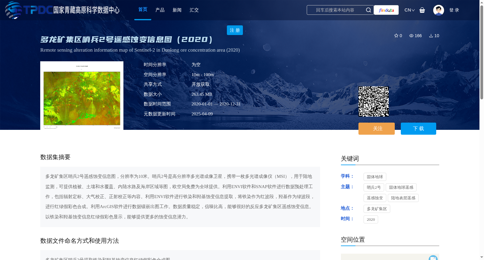 多龙矿集区哨兵2号遥感蚀变信息图(2020) 数据集图片