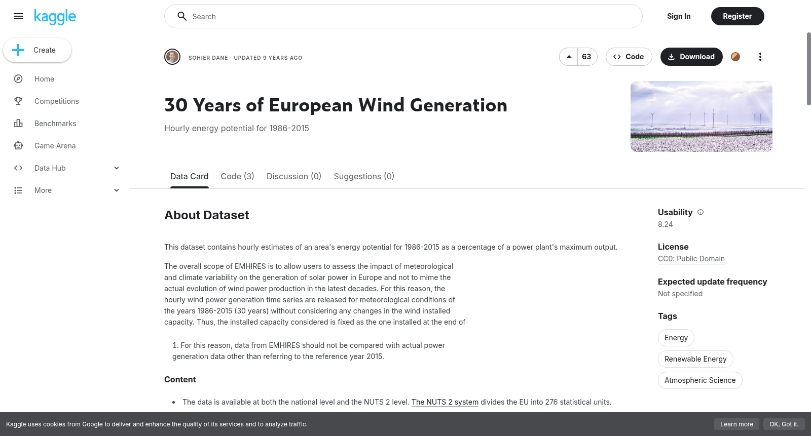 30 Years of European Wind Generation 数据集图片