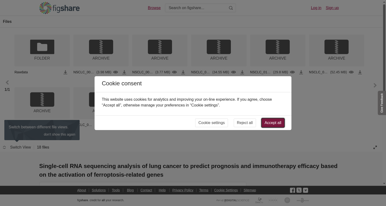 <b>Single</b><b>-cell RNA sequencing analysis of lung cancer to predict prognosis and immunotherapy efficacy based </b><b>on the activation of ferroptosis</b><b>-related genes</b> 数据集图片