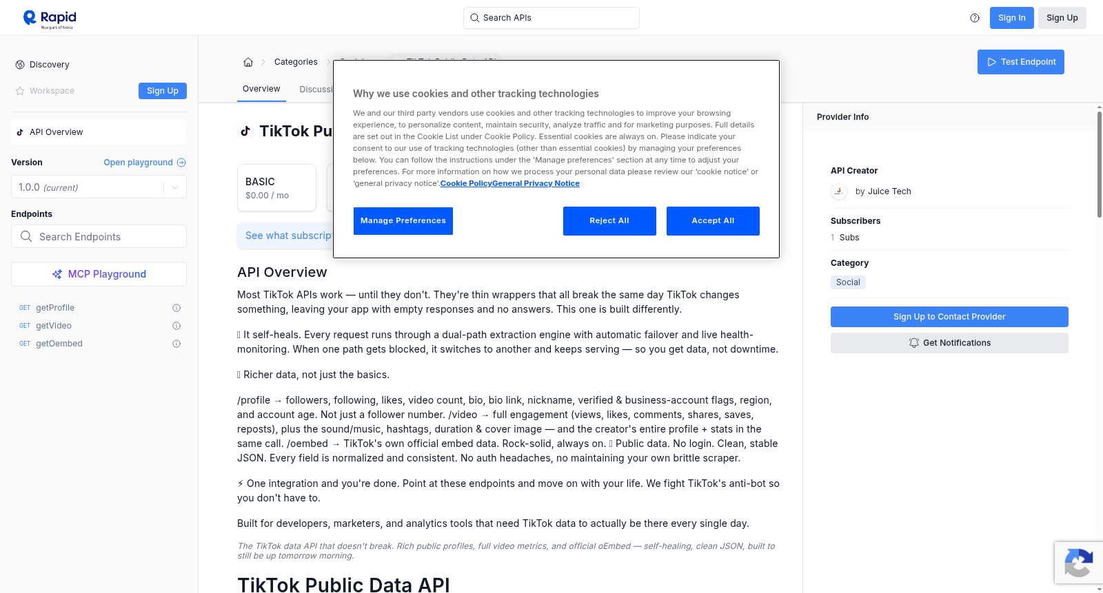 TikTok Public Data API 数据集图片