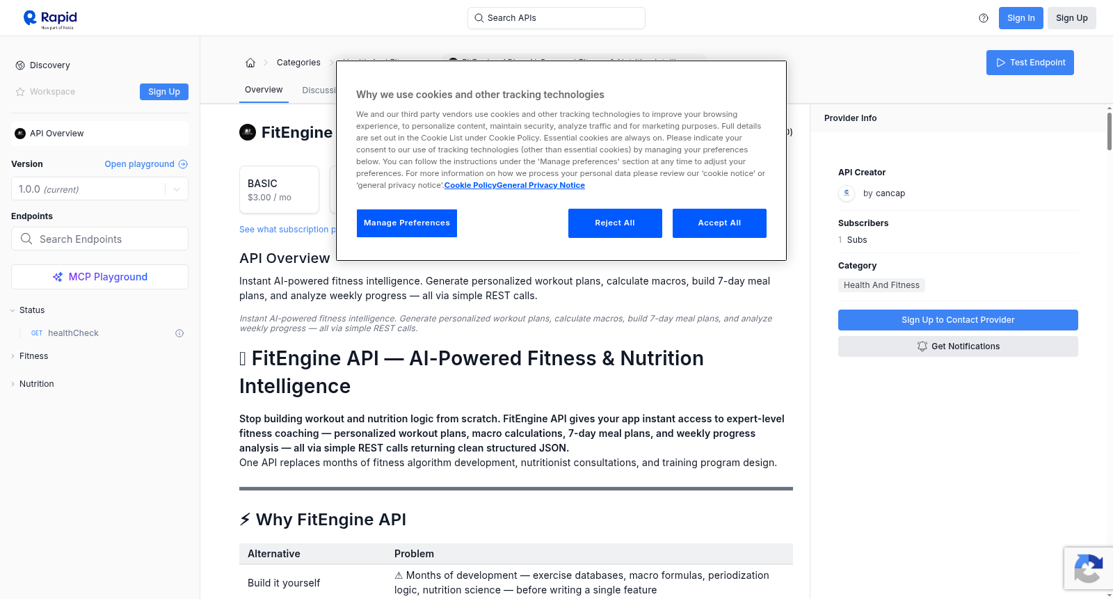 FitEngine API — AI-Powered Fitness & Nutrition Intelligence 数据集图片