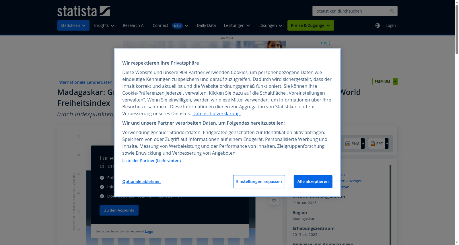 Freiheitsindex in Madagaskar bis 2024 数据集图片