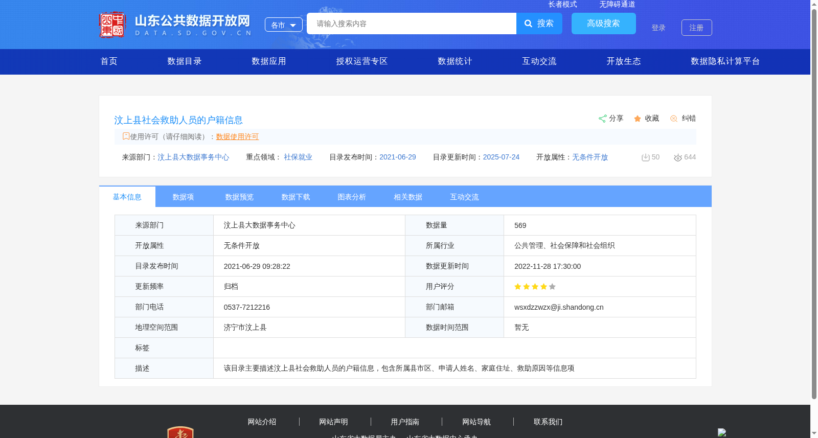 汶上县社会救助人员的户籍信息 数据集图片