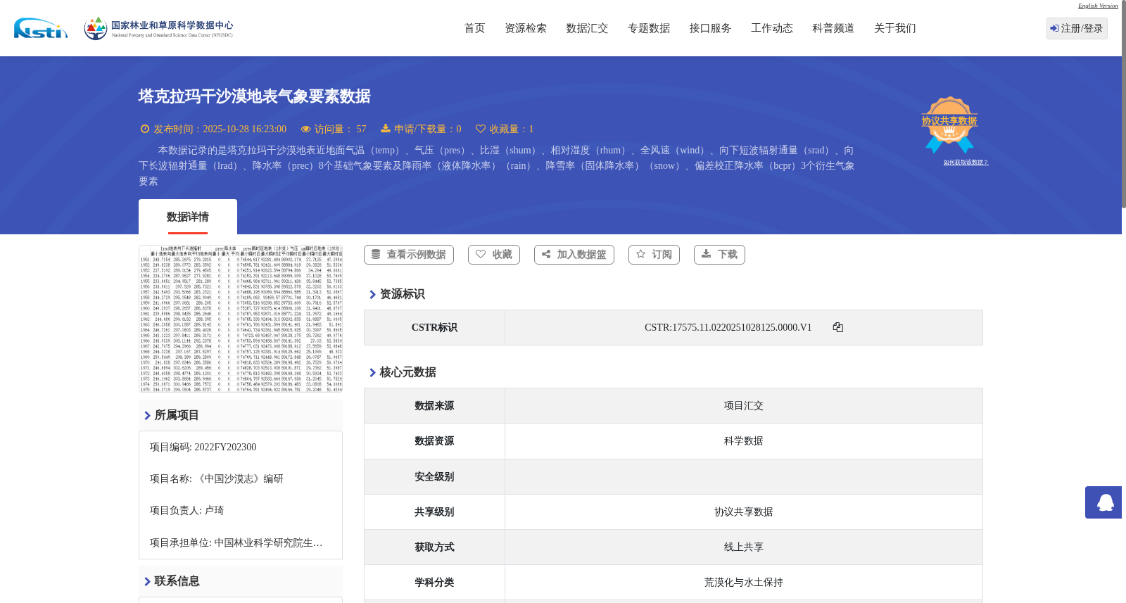 塔克拉玛干沙漠地表气象要素数据 数据集图片