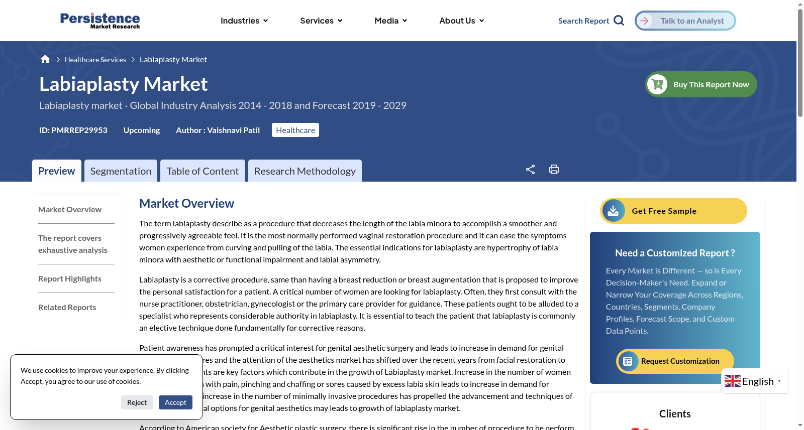 Labiaplasty Market - Persistence Market Research 数据集图片