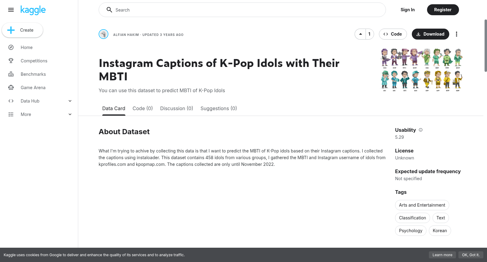 Instagram Captions of K-Pop Idols with Their MBTI 数据集图片