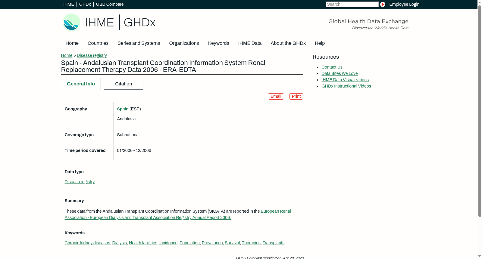 Spain - Andalusian Transplant Coordination Information System Renal Replacement Therapy Data 2006 - ERA-EDTA 数据集图片