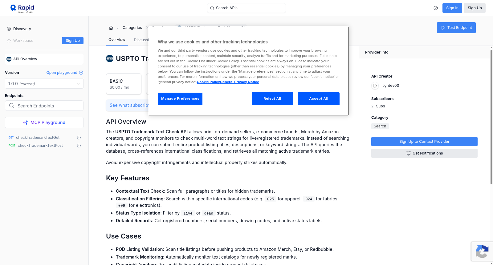 USPTO Trademark Text Check API 数据集图片