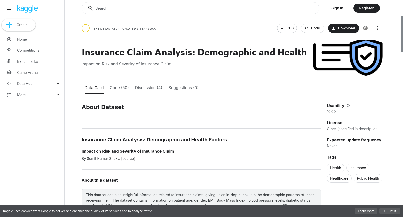 Insurance Claim Analysis: Demographic and Health 数据集图片
