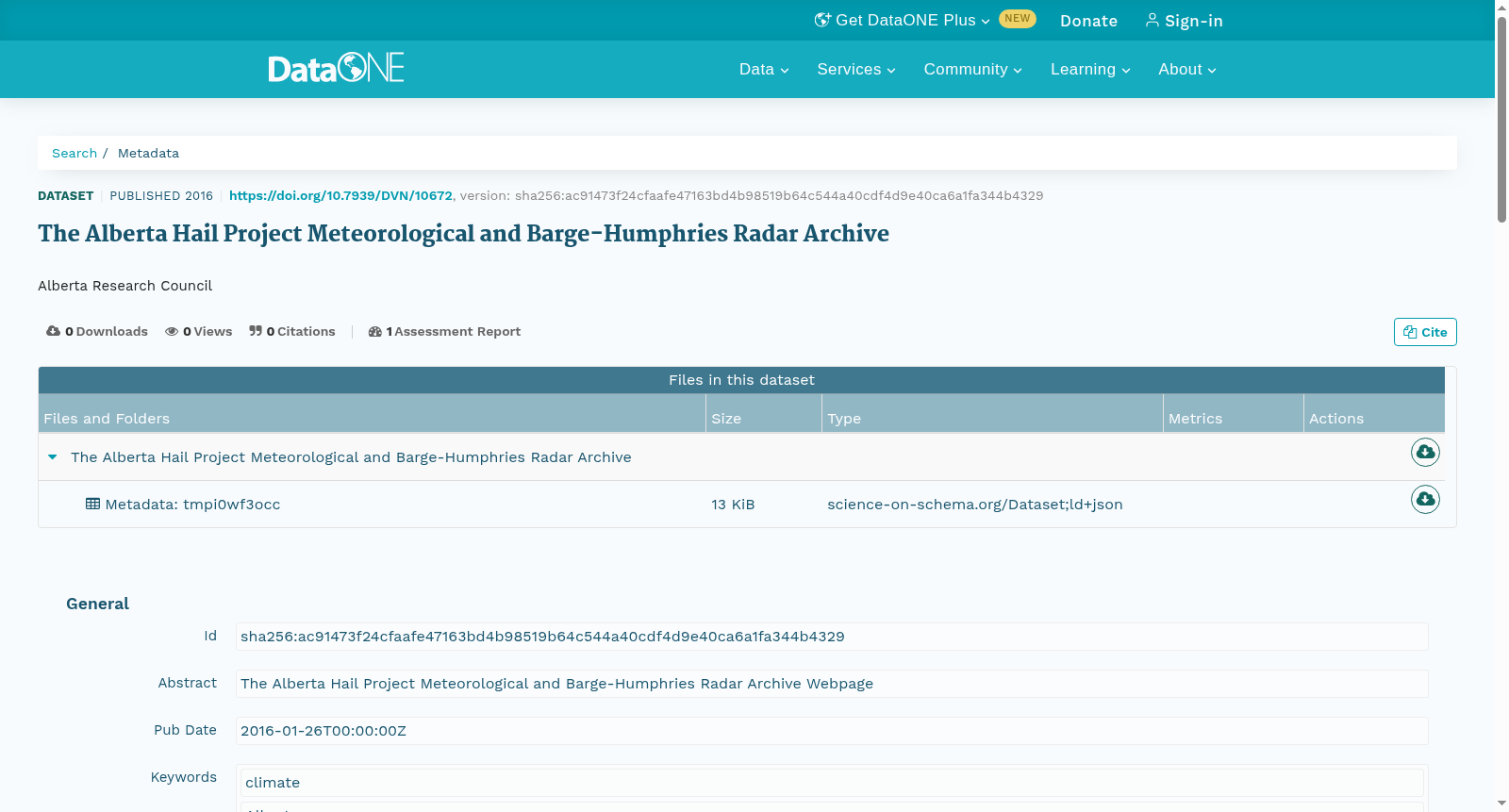 The Alberta Hail Project Meteorological and Barge-Humphries Radar Archive 数据集图片