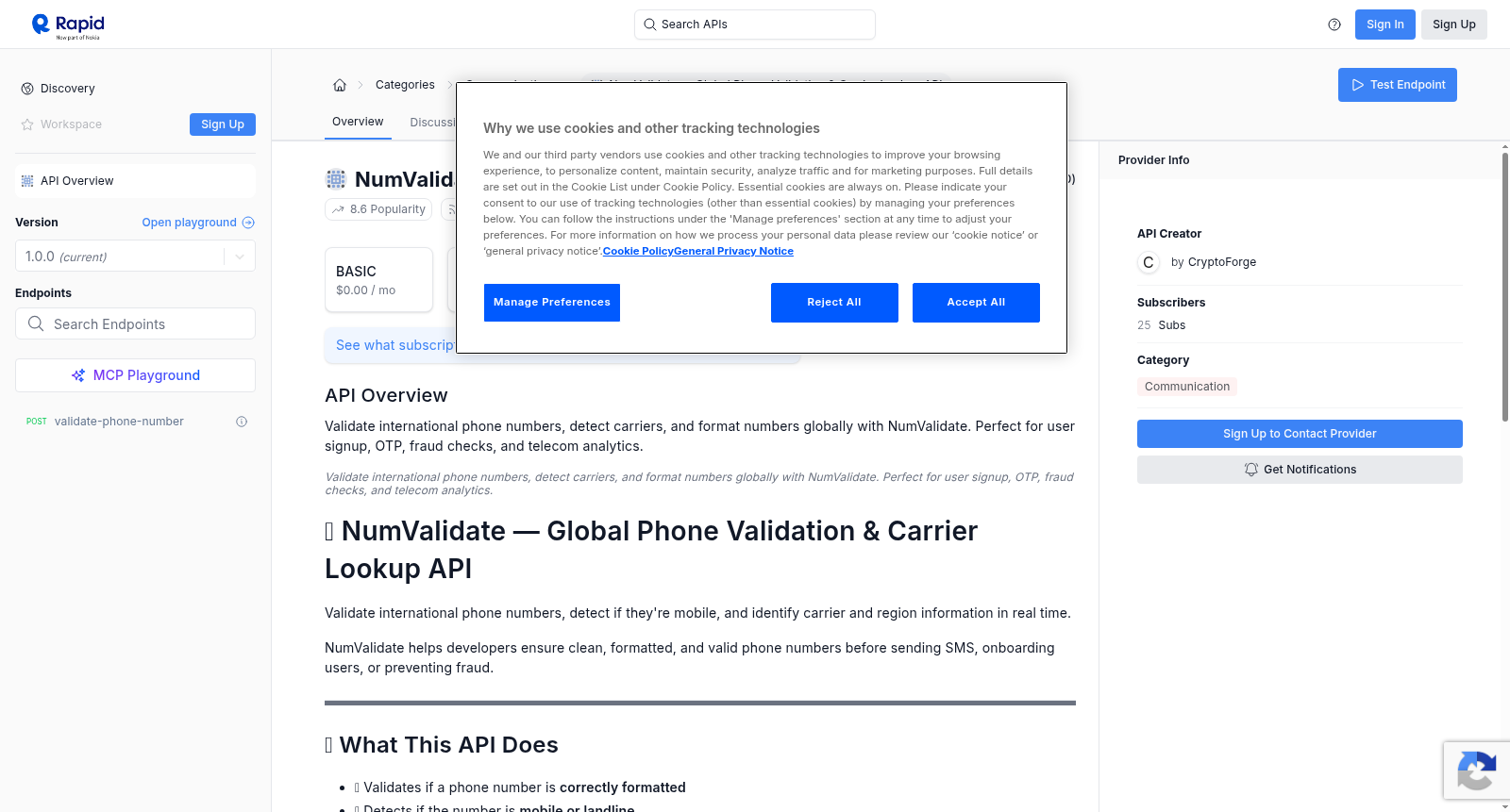 NumValidate — Global Phone Validation & Carrier Lookup API 数据集图片