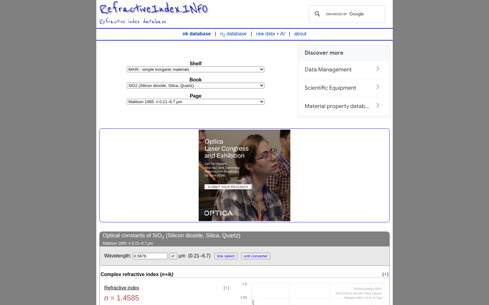 Refractive Index Database 数据集图片