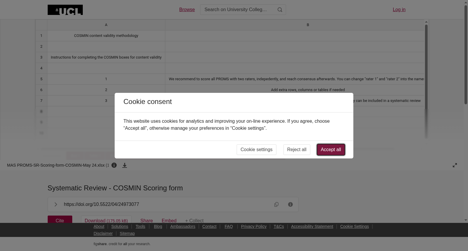 Systematic Review - COSMIN Scoring form 数据集图片