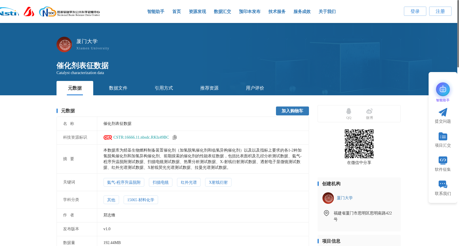 催化剂表征数据 数据集图片